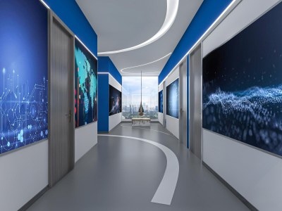 现代科技大厦前台3D模型下载